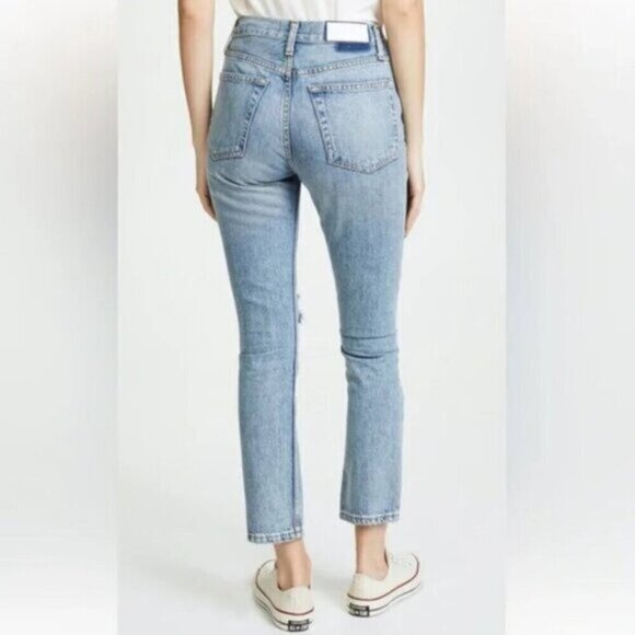 Re/Done Originals (Levi’s) High Rise Straight Distressed Jeans - 27" - Picture 13 of 16